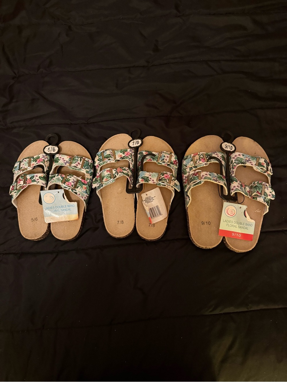Floral Double Band Slide Sandals - Tropical Print